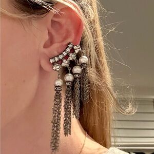 Dylanlex Archived Crystal and Pearl Cuff Earings